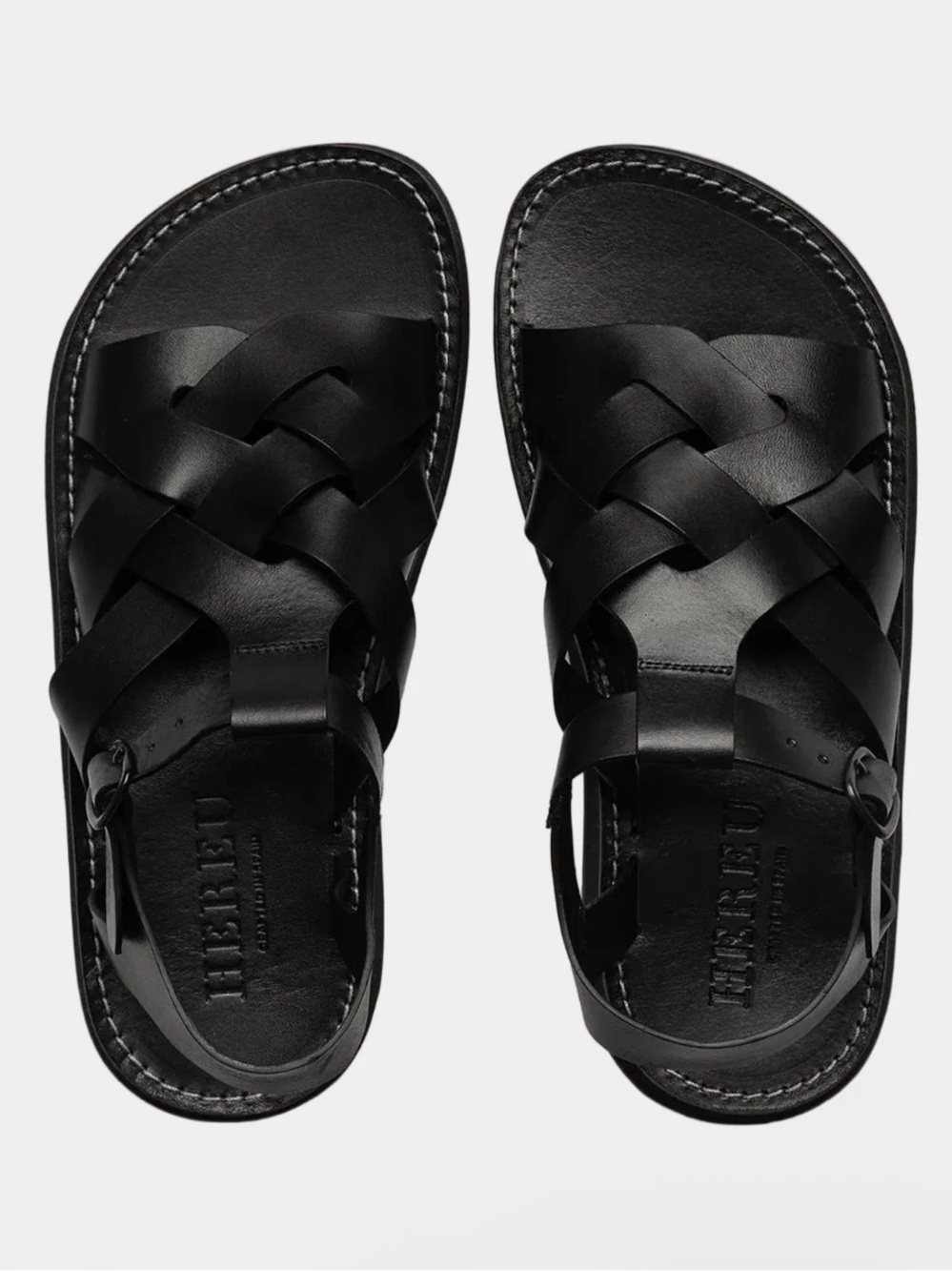 Hereu Beltra Woven Black Leather Fisherman Sandals size 40